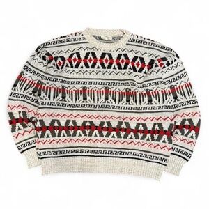Vintage Northwest Territory Aztec Festive Boxy Wool Crewneck